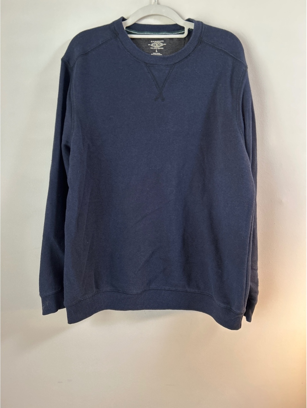 G.H. Bass & Co. Men's Navy Blue Crewneck Sweatshirt Size L Cotton Polyester